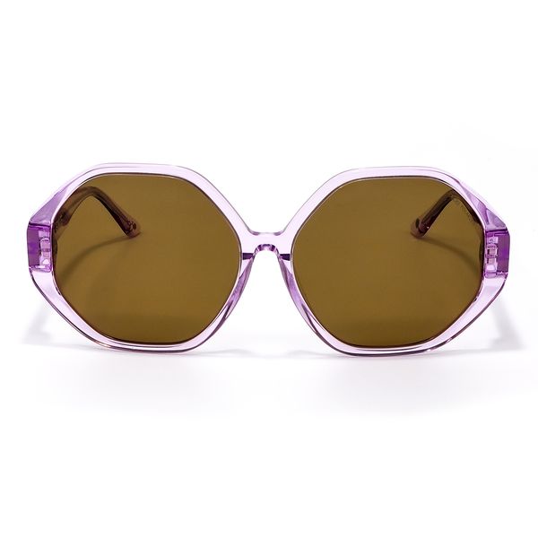

Lente Solar Forma Hexagonal Con Armazón De Acetato Color Lila