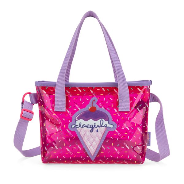 

Bolsa Tote Mediana De Mica Transparente Color Rosa Talla: Unico