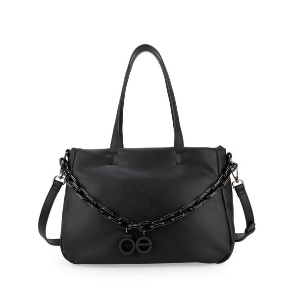 

Bolsa Satchel Mediana Con Cadena Acrílica Color Negro Talla: Unico