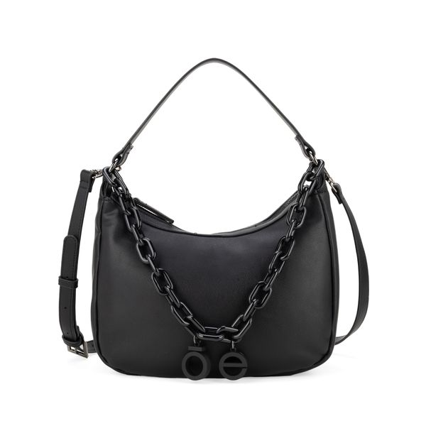 

Bolsa Hobo Mediana Con Cadena Acrílica Color Negro Talla: Unico