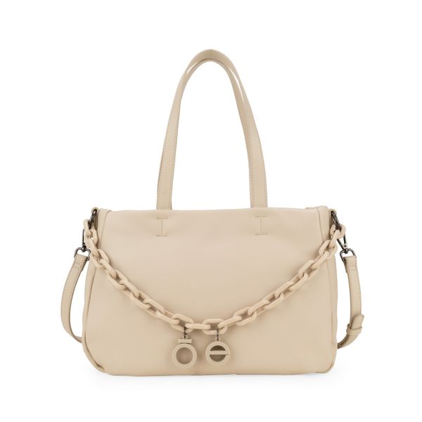 

Bolsa Satchel Mediana Con Cadena Acrílica Color Beige Talla: Unico