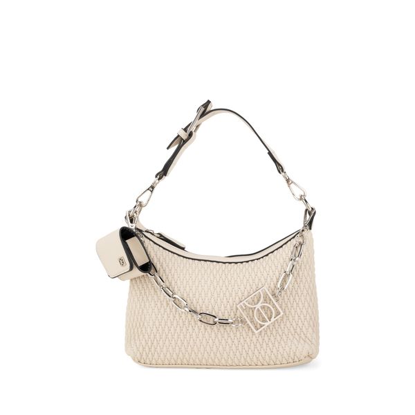 

Bolsa Hobo Chica Look Tejido Con Cadena Color Beige Talla: Unico
