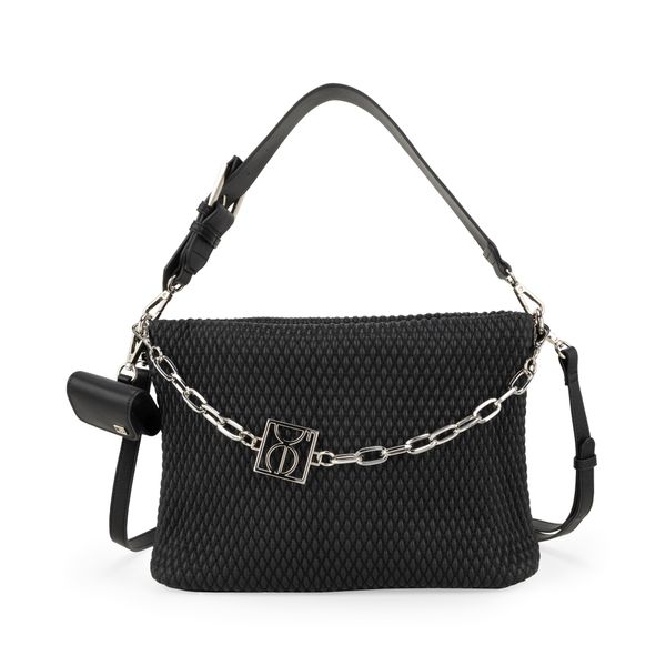 

Bolsa Satchel Mediana Look Tejido Con Cadena Color Negro Talla: Unico