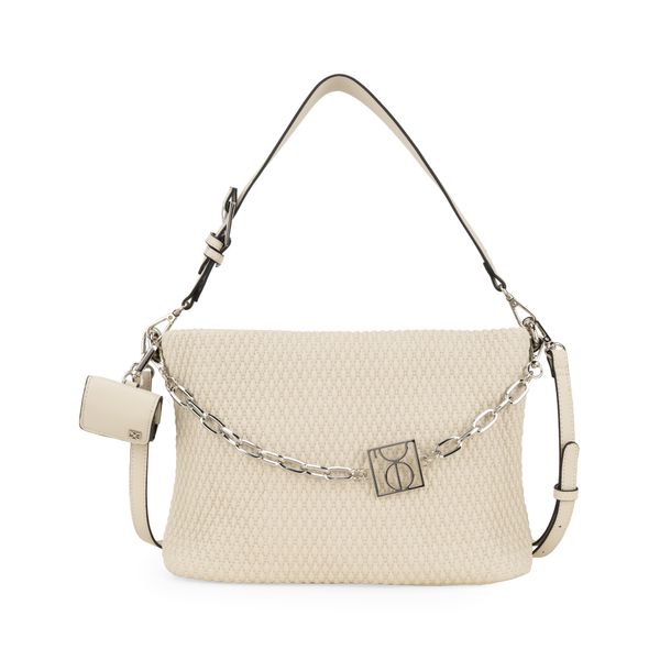 

Bolsa Satchel Mediana Look Tejido Con Cadena Color Beige Talla: Unico