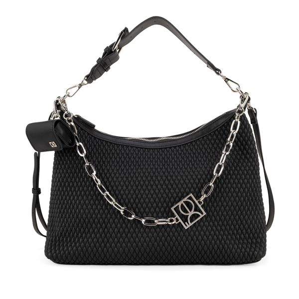 

Bolsa Hobo Grande Look Tejido Con Cadena Color Negro Talla: Unico