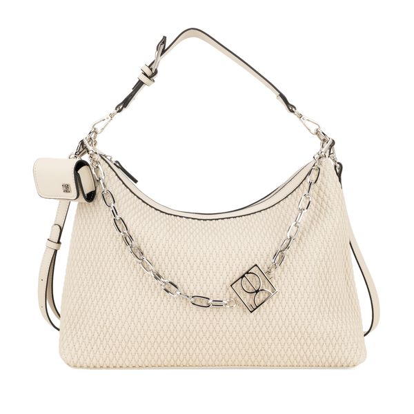 

Bolsa Hobo Grande Look Tejido Con Cadena Color Beige Talla: Unico