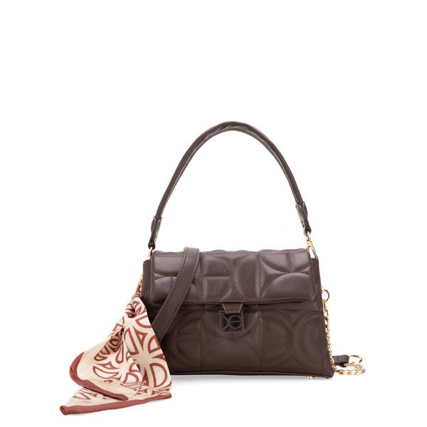 

Bolsa Crossbody Chica Con Mascada Color Café Talla: Unico