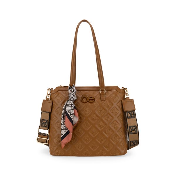 

Bolsa Satchel Grande Con Mascada Color Camel Talla: Unico
