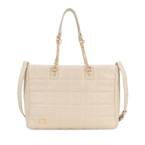 

Bolsa Tote Grande Diseño Tejido Color Beige Talla: Unico