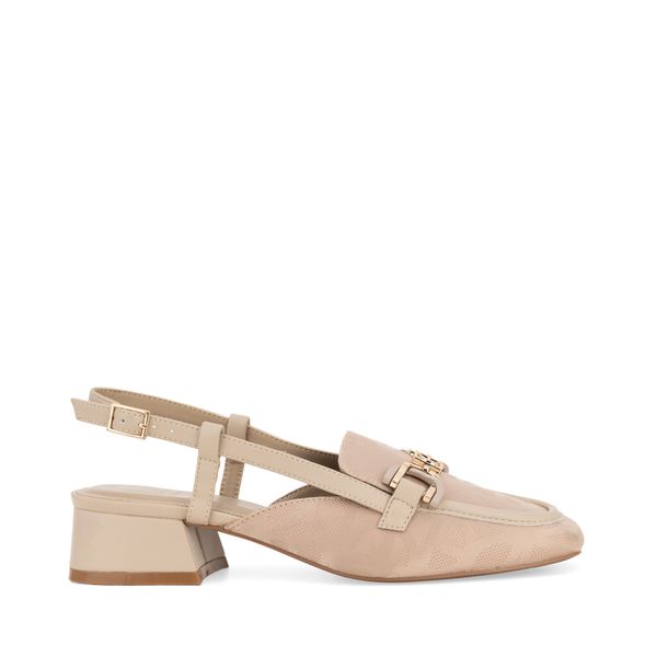 

Mule Textil Tacón Ancho color Nude Talla: 24