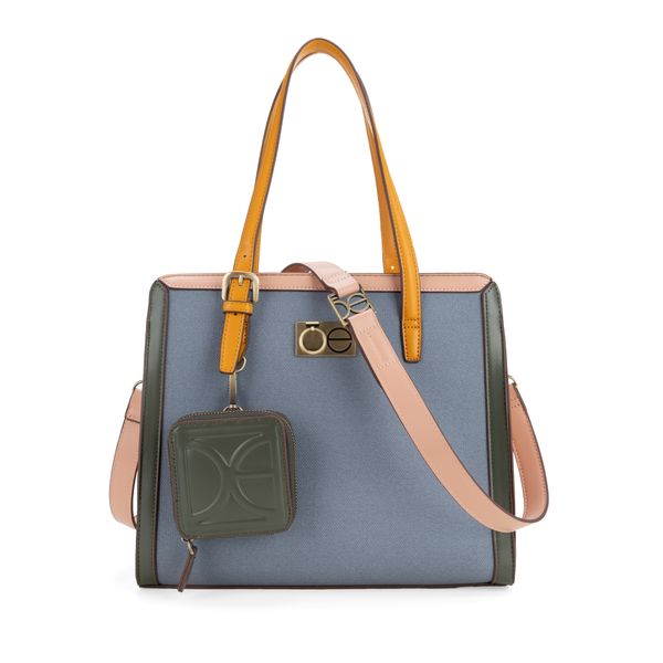 

Bolsa Satchel Grande Con Monedero Color Azul Talla: Unico