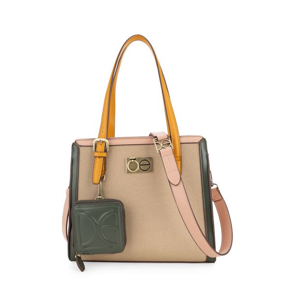 

Bolsa Satchel Mediana Con Monedero Color Beige Talla: Unico