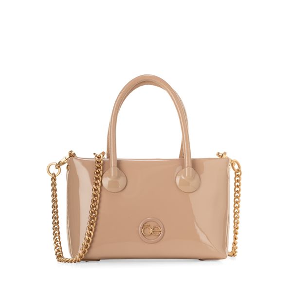 

Bolsa Tote Chica Con Herraje De Monograma Color Nude Talla: Unico